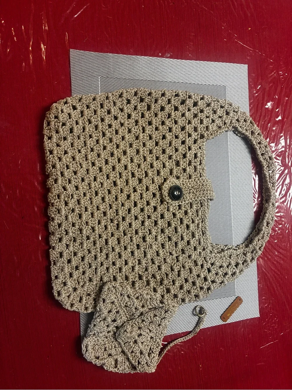 Handcrafted Crochet Tote Bag in Light Brown
